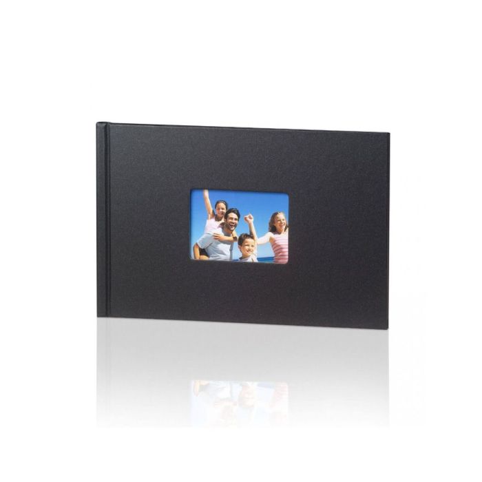 Fotogrāmata Photo Book 20x30cm 7mm horizontāla, ar lina audeklu apvilkti cietie vāki, izgriezums priekšvākā. Skavu montāža. Black Silk