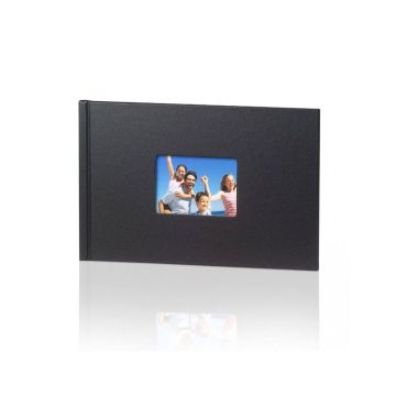 Fotogrāmata Photo Book 20x30cm 7mm horizontāla, ar lina audeklu apvilkti cietie vāki, izgriezums priekšvākā. Skavu montāža. Black Silk