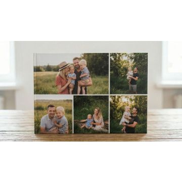 Personalizējama fotogrāmata Basic A4 120, horizontāla, ar pilnu cieto vāku apdruku, melnām vāku iekšapām. Termolīmes montāža
